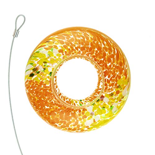 Clever Garden Glass Bird Feeder, Hanging Outdoor Decoration For Wild Birds, Orange Circle #TOP9