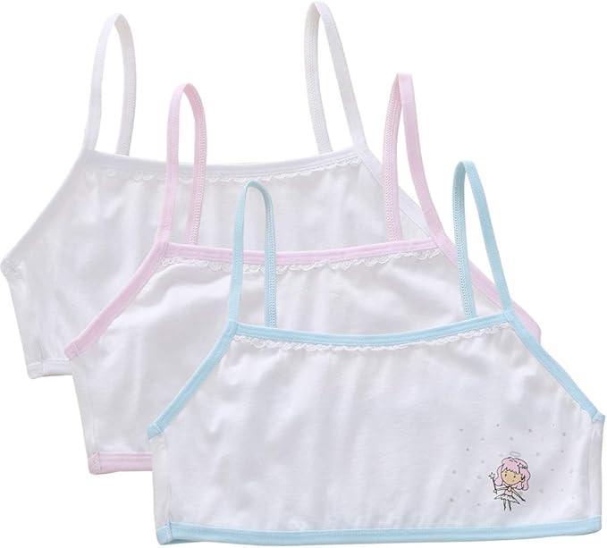 Amazon 3枚セット 8 10歳 ガールズ ハーフトップ ブラジャー 綿 肌触り良い 可愛い レース キッズブラジャー ジュニアブラ ノンワイヤー スポーツブラジャー 子供用ブラジャー 小学生 スクールインナー キャミソール ブラジャー 通販