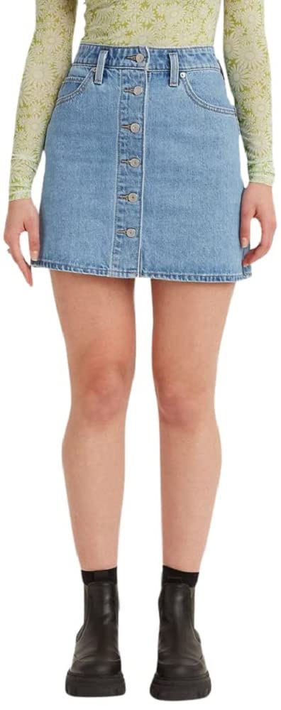 Women's Notch A-line Button Front Mini Skirt