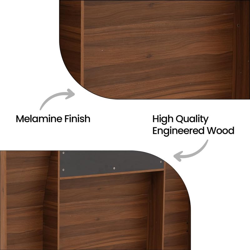 Image of Royaloak Zen Queen Bed with Storage, Engineered Wood with Melamine Finish, Slanting Headboard, Modern Durable Bed Frame