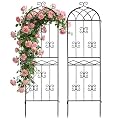HIHADUUM 2 Pack 70.8" H x 19.7" W Arched Metal Garden Trellis for Climbing Plants Outdoor - Tall Rust-Resistant Decorative Climbing Rose Trellis Perfect for Roses, Vines, Vegetables, Flowers, Black