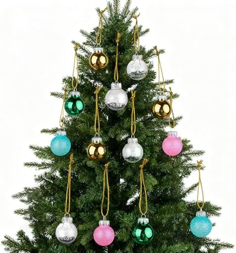 20pcs Mini Christmas Tree Ornaments Glass Miniature Shiny Bright Christmas Ornaments Glass Balls