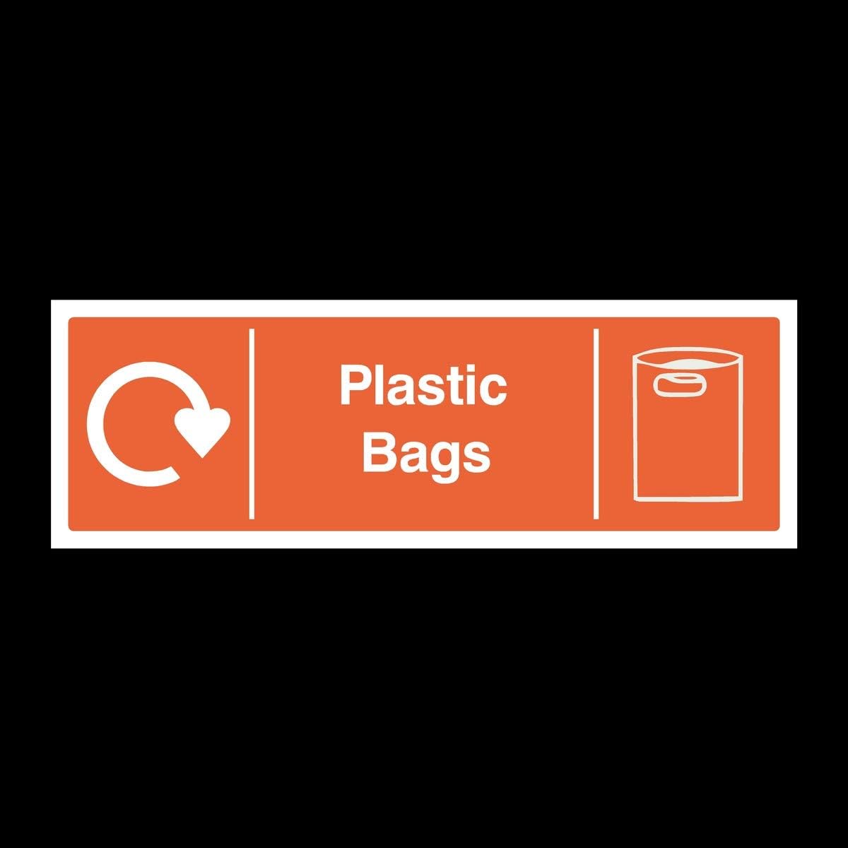 Plastic Bags Recycling Sticker 150x50mm Waste, Environment, Bin