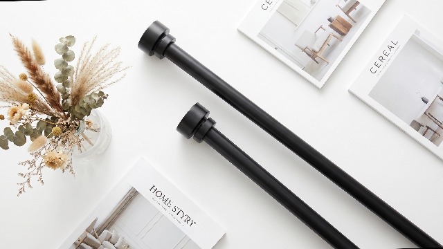 Lootkell Black Curtain Rods for Windows 48 to 84 Inches Adjustable Heavy Duty 1 Diameter Window Curtain Rod with Decorative Finials for Outdoor Farmhouse Bedroom Kitchen Living Room