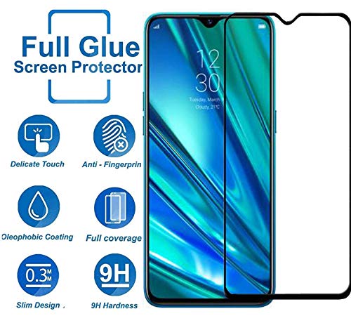 Image of Screen Protector for RealMe Q | Realme X2 (Black) Tempered Glass Edge-to-Edge 6D Screen Guard With Installation Kit