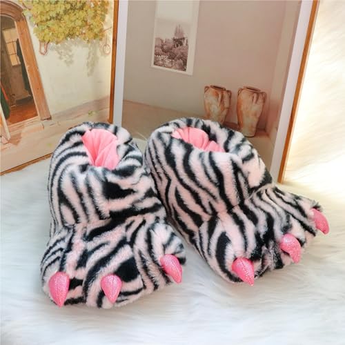 Image of Women Plush Animal Paw Slippers Funny Novelty Bear Claw Slippers Cozy Furry Warm Memory Foam Slippers Gifts for Halloween Christmas