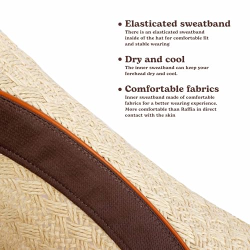 Image of Straw Cowboy Hats Cowgirl Hat Western Cowboy Hat Rancher Hat for Men Women, Exquisite Decoration Band