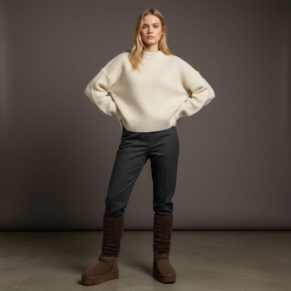 CUSHIONAIRE Hippy Women’s Platform Ankle Boots – Genuine Suede, Faux Fur Lining, Cozy Winter Slip-On Design, Comfortable Footwear with Wide Widths Available: 8 Taupe