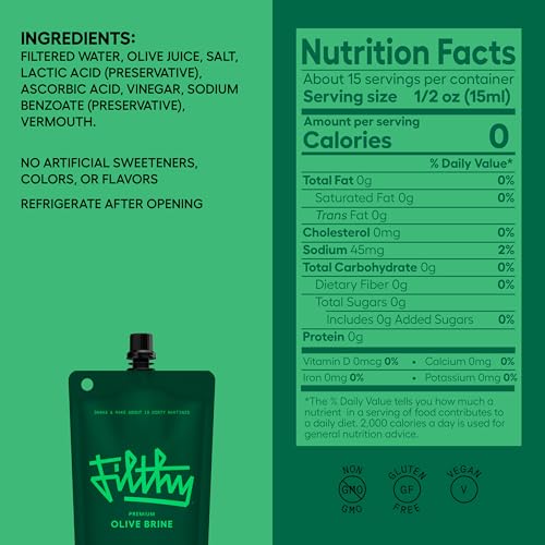 image for Filthy Food Filthy Olive Brine, Premium Cocktail Mixer, Filtered for D