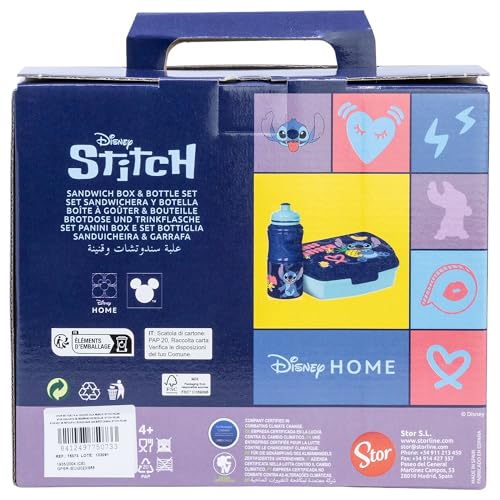Stitch Lunchbox und Sportflasche, rechteckig, 380 ml
