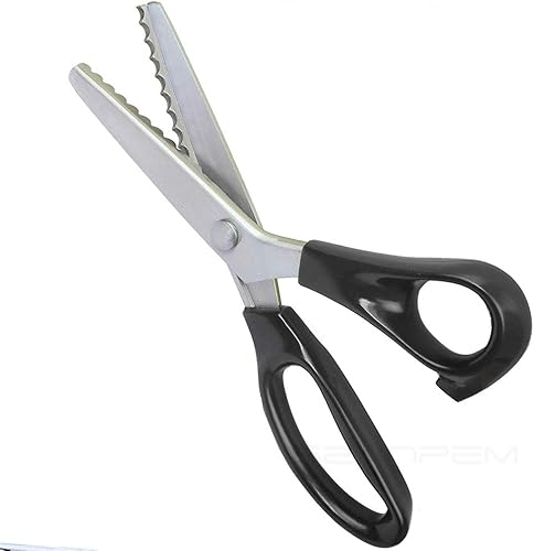 Miniatura 10 de KimDaro Juego de tijeras de pinear, 9.2 pulgadas con mango profesional de acero inoxidable, tijeras de costura en zigzag (dentadas, 0.197 in)