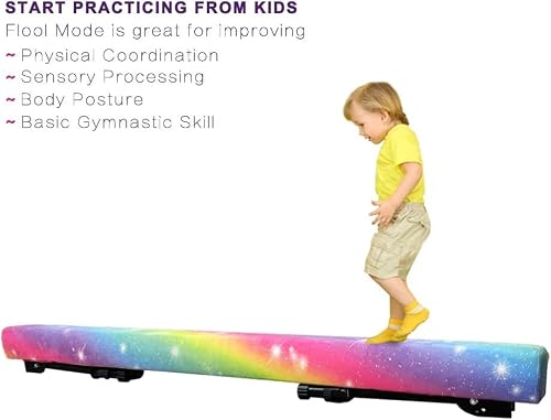 Sealoha 6ft Ultrasimple Adjustable&Foldable Balance Beam,High-Low Floor Beam Suede Gymnastics Equipment,No Tool Require, Gymnastics Beam for Training&Professional HomeTraining
