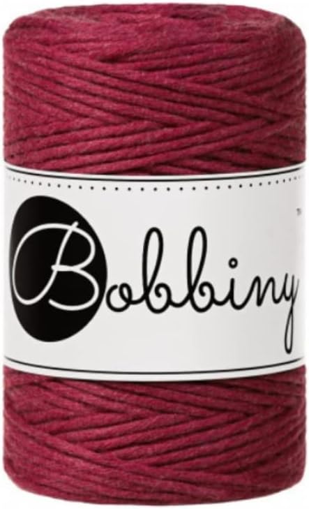 Bobbiny Cordón de macramé de una sola capa para bebé de 0.059 in (rojo vino) 108yds330 pies (100% algodón reciclado)