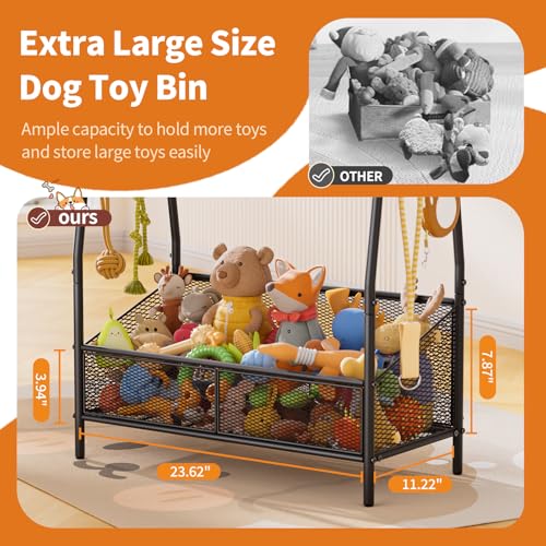 Full Metal Dog Toy Basket, 23.6"x11.2"x7.9" Large Dogs Toy Bin with Storage Organizer, Chew-Resistant Toy Box for Dog Stuff Accessories, Pet Toy Storage Holder for Cat Dogs Essential Supplies - Image 3