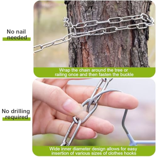 Editbar Edelstahl Kette Mit Karabiner Stahlkette,3m φ3mm Rundstahlkette,Kettenglieder Edelstahl Ketten,Metall Ketten Zum Aufhängen,Geeignet Für Hundeleinen,Hängesessel Und Schaukeln