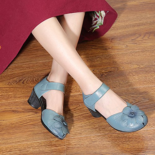 Duberess Women's Real Leather Comfort Mary Jane Sandals Ladies Summer Shoes4