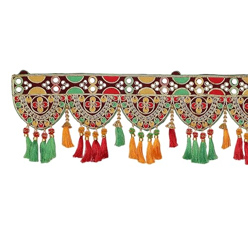 Decorative Toran Door Hanging Artificial Bead Colourful Tassel Toran Wall Hanging Main Entrance Home Temple Living Room Indian Traditional Festival New year Decorations (Size:-44\X6\)(Multicolour)