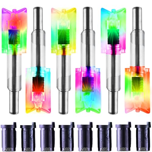 KEAUP 6/3 Pack Lighted Nocks for Crossbow Bolts with .285”/.297”/.300”/.305” Bushings High-Visibility Crossbow Lighted Nocks, On/Off Switch Included