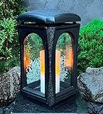 Grablampe Classico Premium Massiv Schwarz Titan Grabkerze Grabschmuck Grablaterne Grablicht Grableuchte Lampe Laterne Licht Kerze Trauer Friedhof Garten