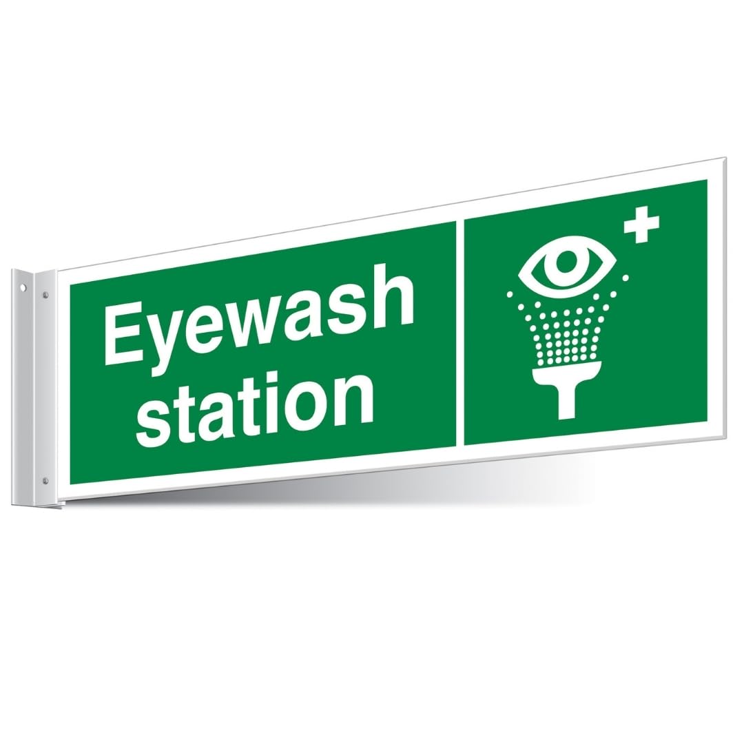 V Safety Eyewash Station Corridor Sign - Landscape 450 x 150 mm - 3mm Indoor Palboard Safety Sign