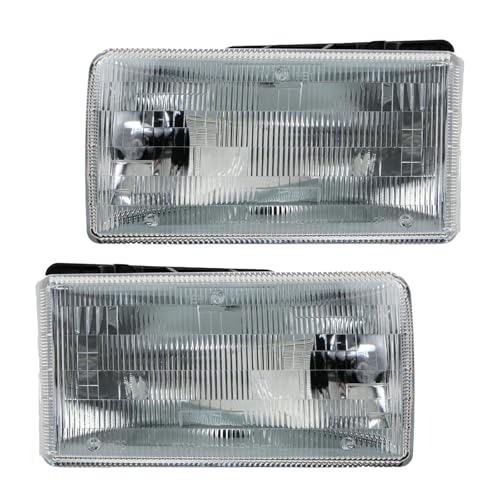 Image of TRQ 2 Piece Headlight Assembly Set Chrome Bezel Driver & Passenger Side Compatible with Dodge Dakota 1991-1996 CH2502105 CH2503105 55054714 55054715