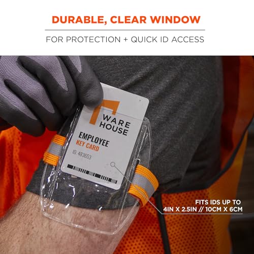Image of Ergodyne - 19951 Squids 3386HV High Visibility Arm Band ID /Badge Holder Hi-vis Orange
