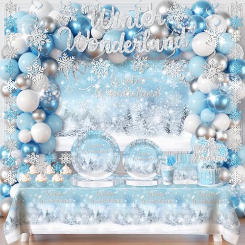 Winter Wonderland Birthday Decorations,288pcs Winter Wonderland Birthday Decorations Set include