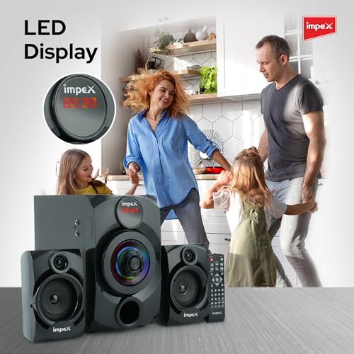 Image of Impex MUSIK-R 40 Watts 2.1 Channel Multimedia Speaker System with USB /SD /MMC Card /Bluetooth & Remote Function (Black)