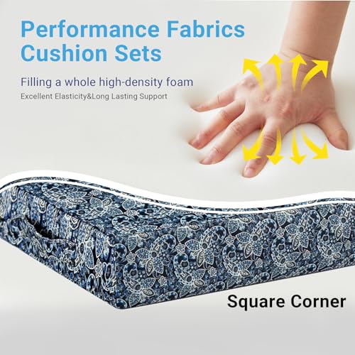 Image of Outdoor Cushions for Patio Furniture,Outdoor Seat Cushion Set 24 x 24 x 5.75 Inch,Waterproof & Fade Resistant Outdoor Chair Cushions,Deep Patio Chair Cushion with Removable Cover,Green Paisley