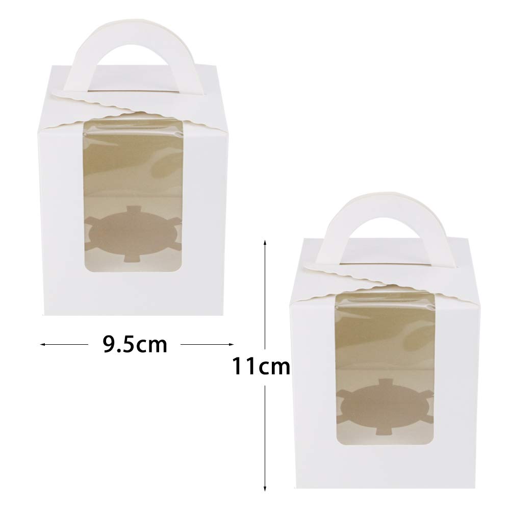 96 Scatole Trasparenti Per Cupcake Con Inserti E Nastri Oro - 9x9x9 Cm - Per Bomboniere E Feste