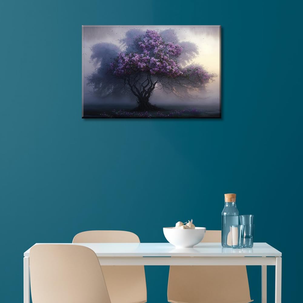 TISHIRON Tree Branch Pictures Tree Of Life Poster Wall Art Landscape Paintings Leaf Branch Artwork Canvas Prints Modern Home Decor for Living Room Framed Ready to Hang Posters 24x16in - Image 2