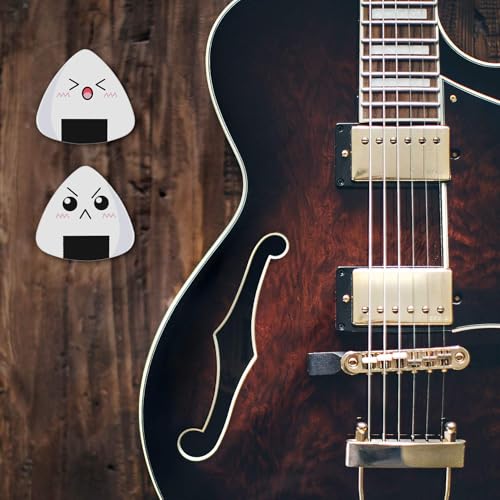 Image of BendJoy 12Pcs Guitar Picks - 1.0mm Heavy White Sushi Rice Balls Pattern | Premium ABS Pick for Electric, Acoustic & Bass Guitars, Ideal for Beginners and Enthusiasts