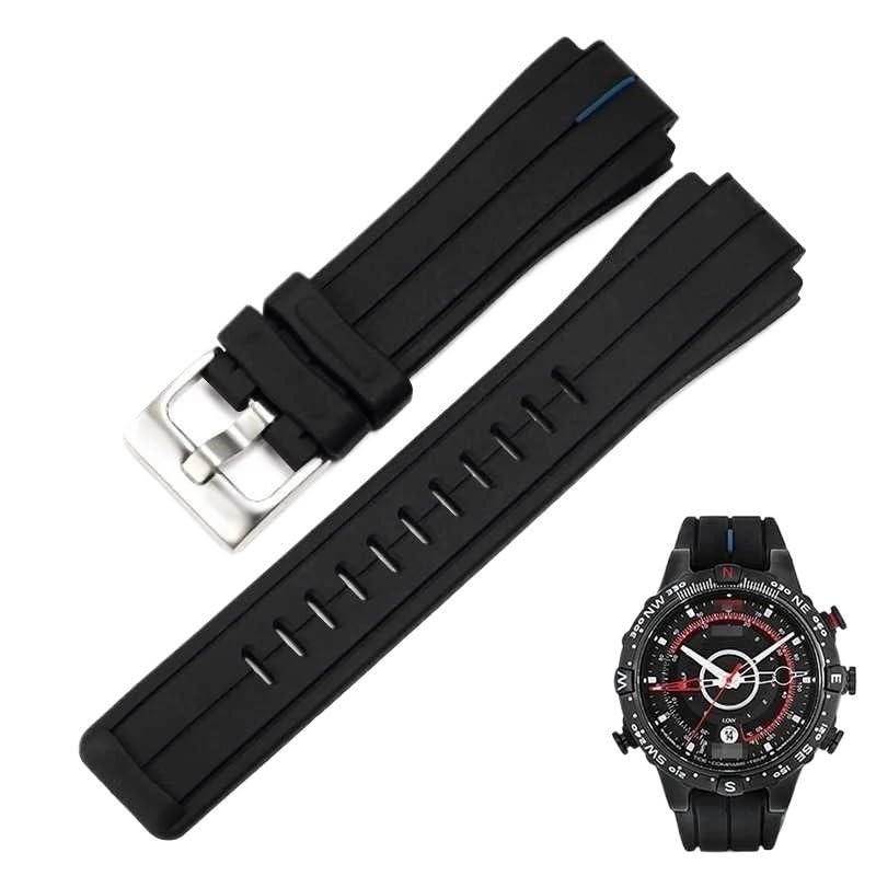 Bracelet Timex Compass T2N720 résistant en silicone et cuir bleu