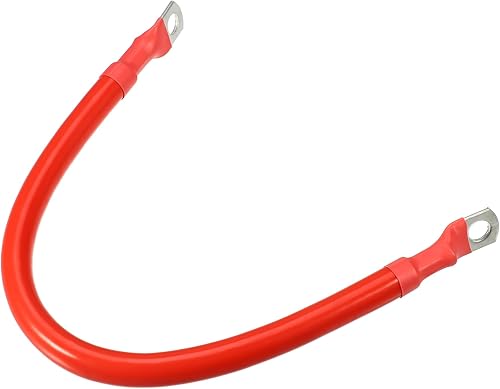 Cable de batería, calibre 2 AWG de 11.8 in, 516 pulgadas, cable de batería universal para automóvil, camión, caravana, rojo, cobre duradero, con