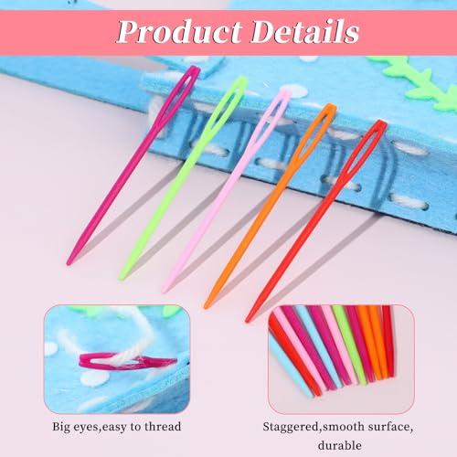 Image of 60 Pcs Plastic Sewing Needles Plastic Needles for Kids Large Eye Sewing Needles Yarn Needles Learning Needles for DIY Sewing Handmade Crafts, 2.7 /3.5 /5.9 Inch