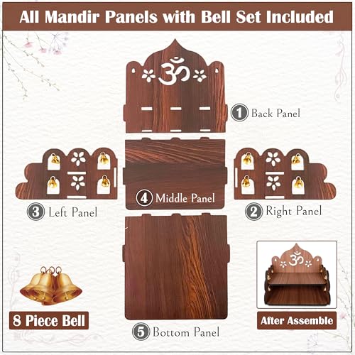 Image of GLUN Wooden Om Wall Mounted Temple, Pack of 1 Small Size 9x9x8 Inch, Hanging or Table Top Pooja Mandir, Storage and Idols Decoration for Home, Office & Shops