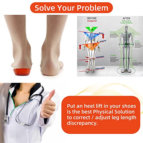 Skyfoot Orthopedic Heel Lift Inserts, Shock Absorption And Cushioning Height Increase Insoles For Achilles Tendonitis Relief, Heel Spurs, Heel Pain And Plantar Fasciitis (Large - 4/5" Thick) #TOP4