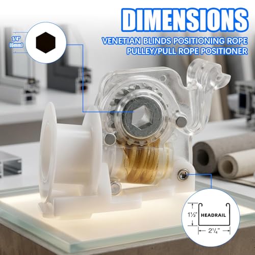 Image of 2PCS Replacement Tilt Mechanisms for Blinds, Household Parts that Require No Drilling, No-Installation Window Rollers, White, with 45x38 mm Hex Hole and 6 mm Bracket