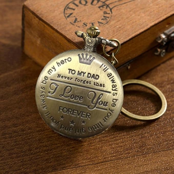 Image of Pocket Watch Metal Keychain Retro Vintage for Gifting With Key Ring Anti-Rust