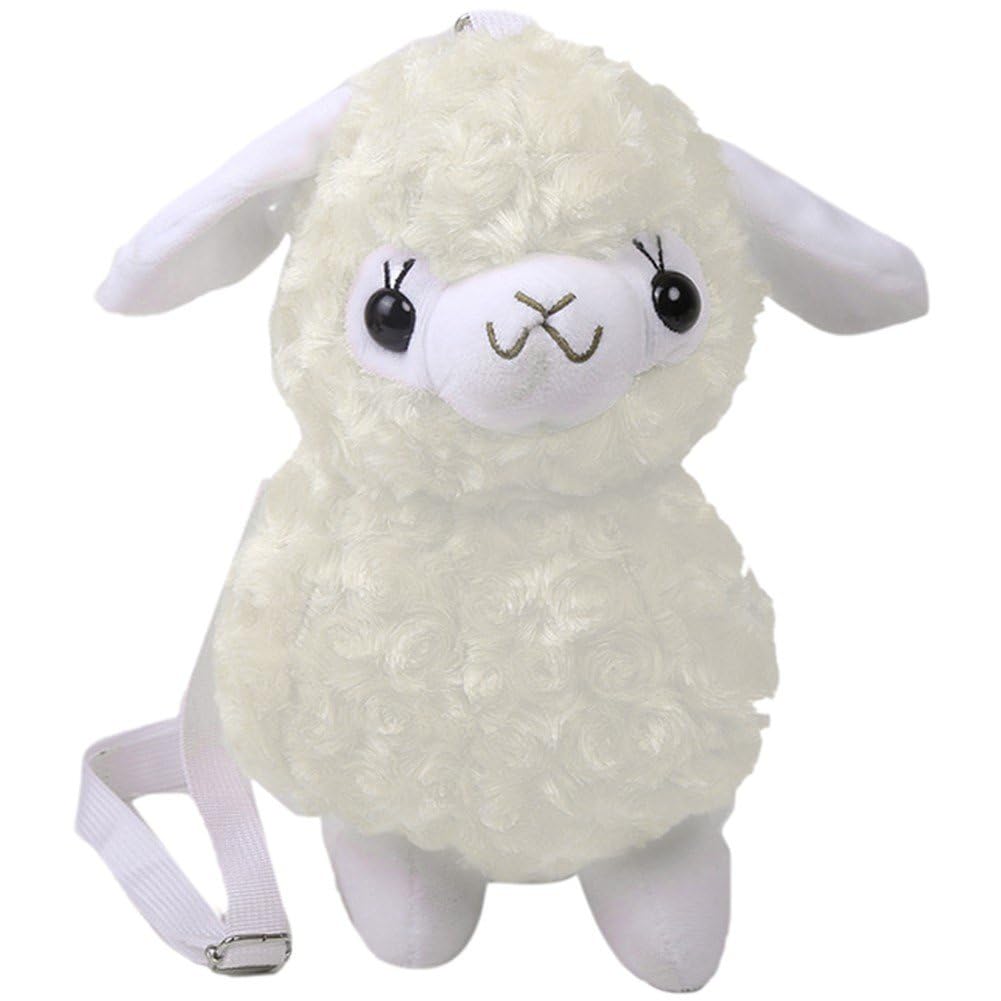 Sanfly White Cute Sheep Crossbody Bag Cartoon Animal Phone Purse Handbags Plush Bag Cartoon Lamb Toddler Backpack Messenger Bag
