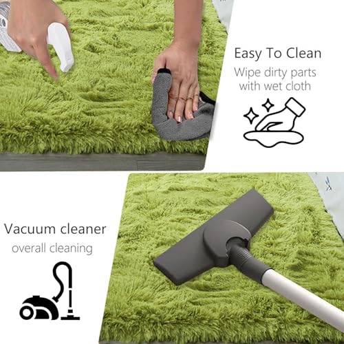 Tapis moderne 170x350 cm fruit vert shaggy grand format pour salon