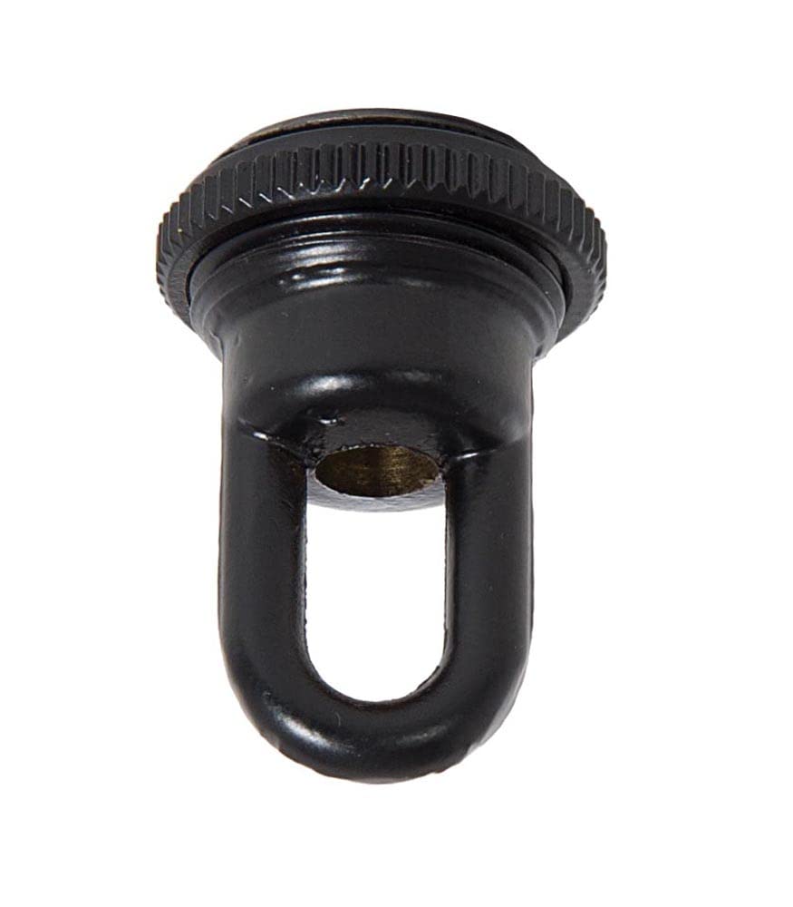 B&amp;P Lamp® Solid Cast Brass Screw Collar Loop for 1-1/16 Inch Center Hole Canopies, 1/4IP, Satin Black Finish