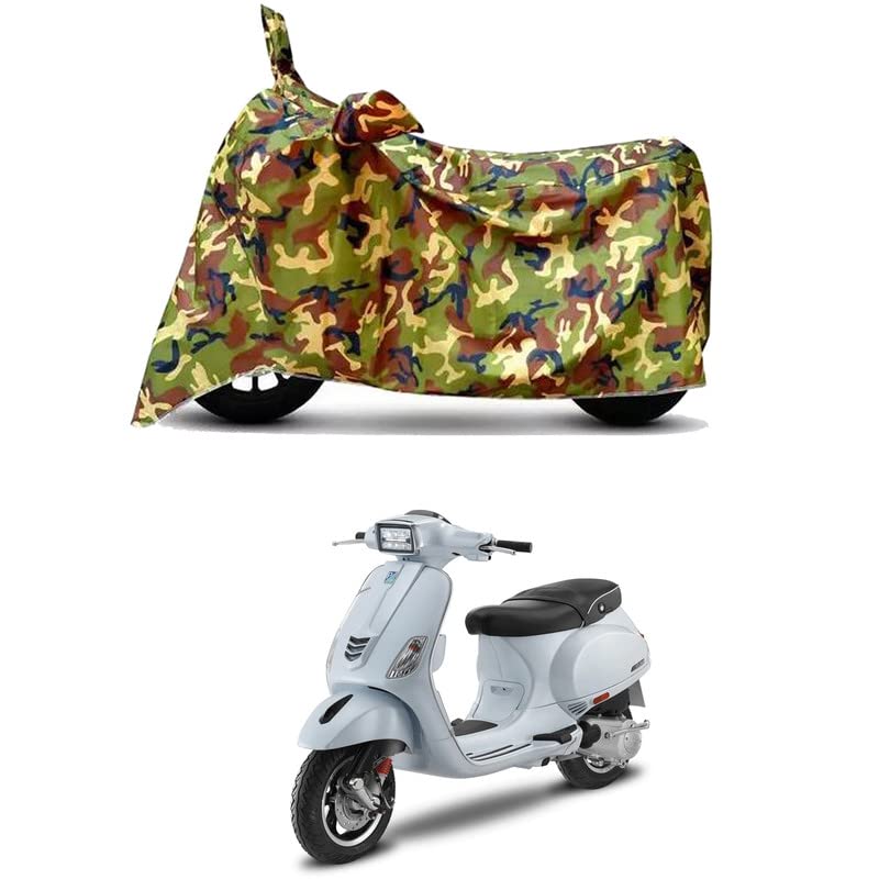 Image of Waterproof 100% PVC Coated Bike Scooty Two Wheeler Body Cover Compatible for Vespa SXL 150 FL BS6 /UV-Rays /Heat Protection /Birds Dropping /Scratchproof /Dust Proof [6X6 Jungle Print]