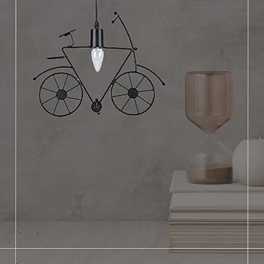 BD Light Cycle Shape Hanging Pendant Light Ceiling Lamp for Home Bar Restaurant Cafe Decoration (Black, No Bulbs Included)