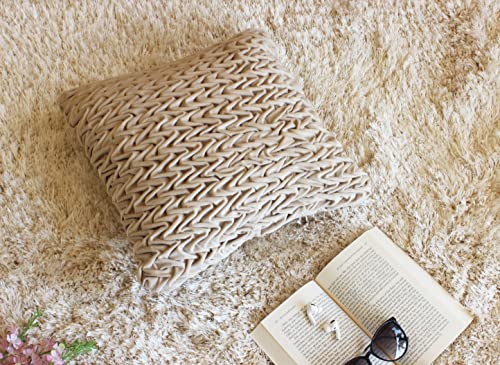 Image of Monstera Hut Corded Wavy Suede Misty Ivory Cushion Cover Pack of 1, (Cushion Cover 16x16inch) (40.6 x 40.6 cm)