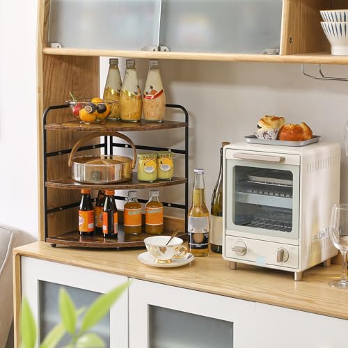 IBUYKE Estantería Esquinera, Organizador Especias de Cocina, Estante de Baño, Especiero con 3 Niveles para Espacios Pequeños,Altura Ajustable,para Cocina, Escritorio,Barra de Café,Marrón,TWJ002H - imagen 6