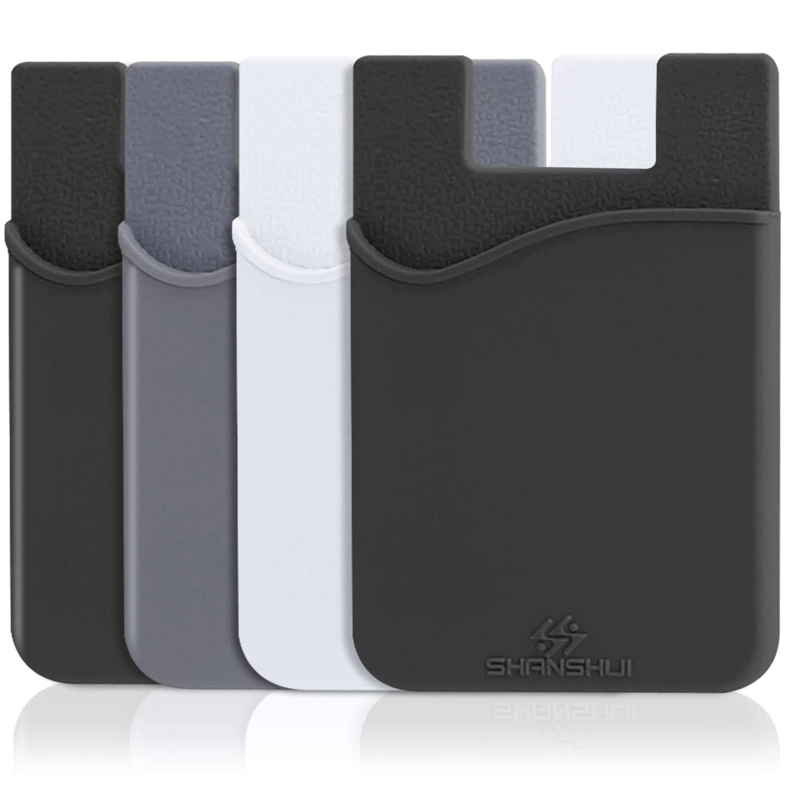 SHANSHUI 4-in-1 Phone Card Holder: Premium Silicone Wallet for ID, Drivers License, Credit Cards - Fits All Mobile Phones