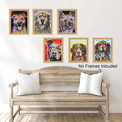 Watercolor Dog Canvas Wall Art Prints,Dean Russo Dog Canvas Art Wall Poster,Lovely Dog Poster Abstract Animal Labrador Retriever Words Art Print Pet Dog Posters,Wall Art Canvas For Living Room Funny & Cute Pet Painting Animal Artwork For Pet Lovers Kid Bedroom Pet Room Decor ,Gift.set Of 6(Unframed,8”X10”Inches） #TOP1