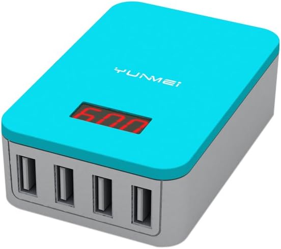 YunMei 4 Port 25W Desktop High Speed Charging Station USB Adapter with Output Display MAX 5A for Android, Samsung, iPhone, Ipad, Nexus, HTC, Sony and More (PB)
