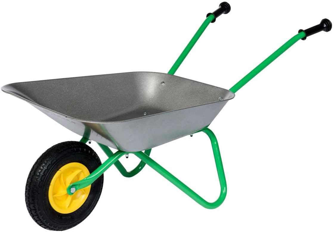 Rolly Toys 271757 Metal Children's Wheelbarrow Air Tyre | Children from 2.5 Years | Colour: Grey/Green/TÜV/GS-Tested
